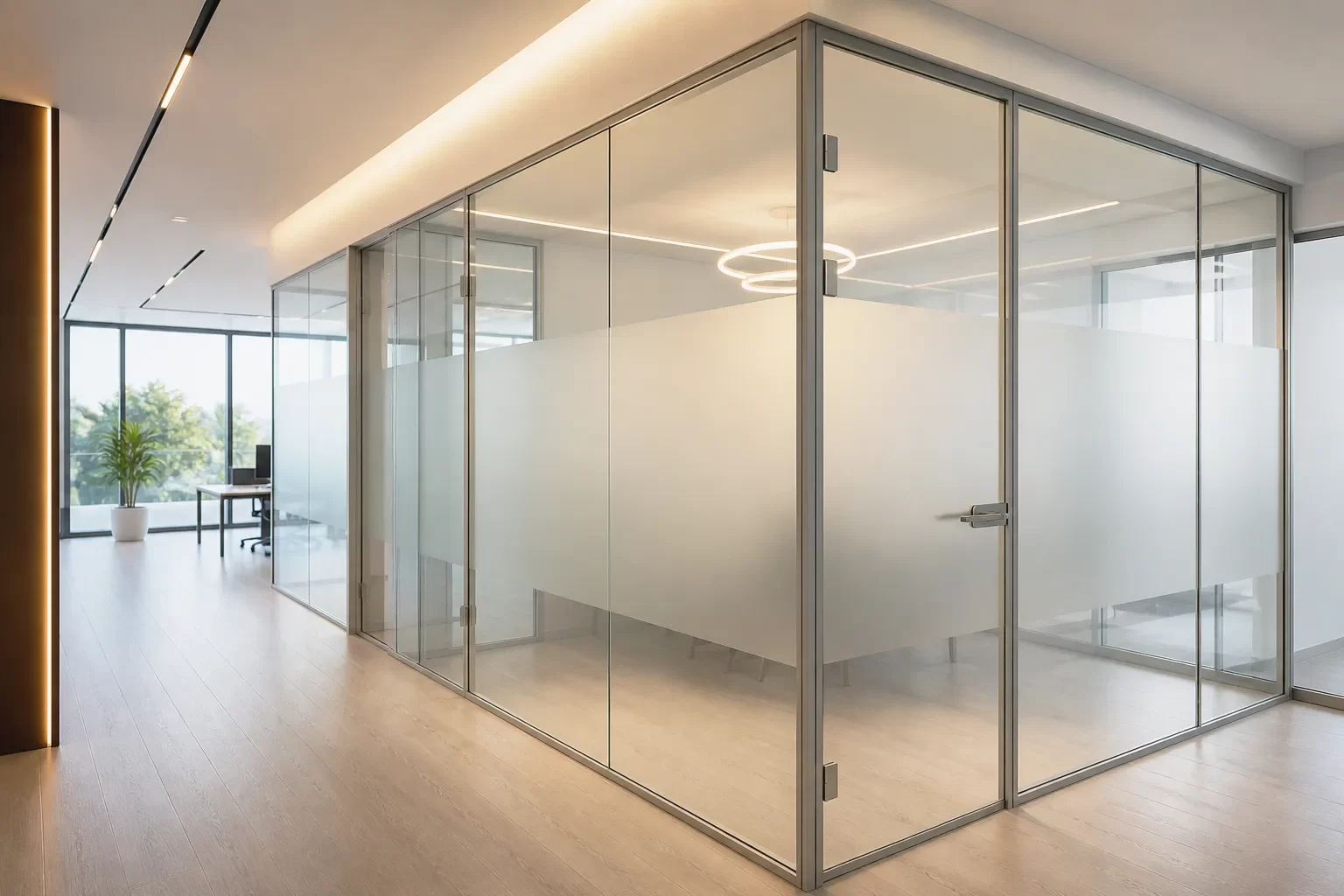 Compartimentari sticla birouri moderne cu pereti office frameless